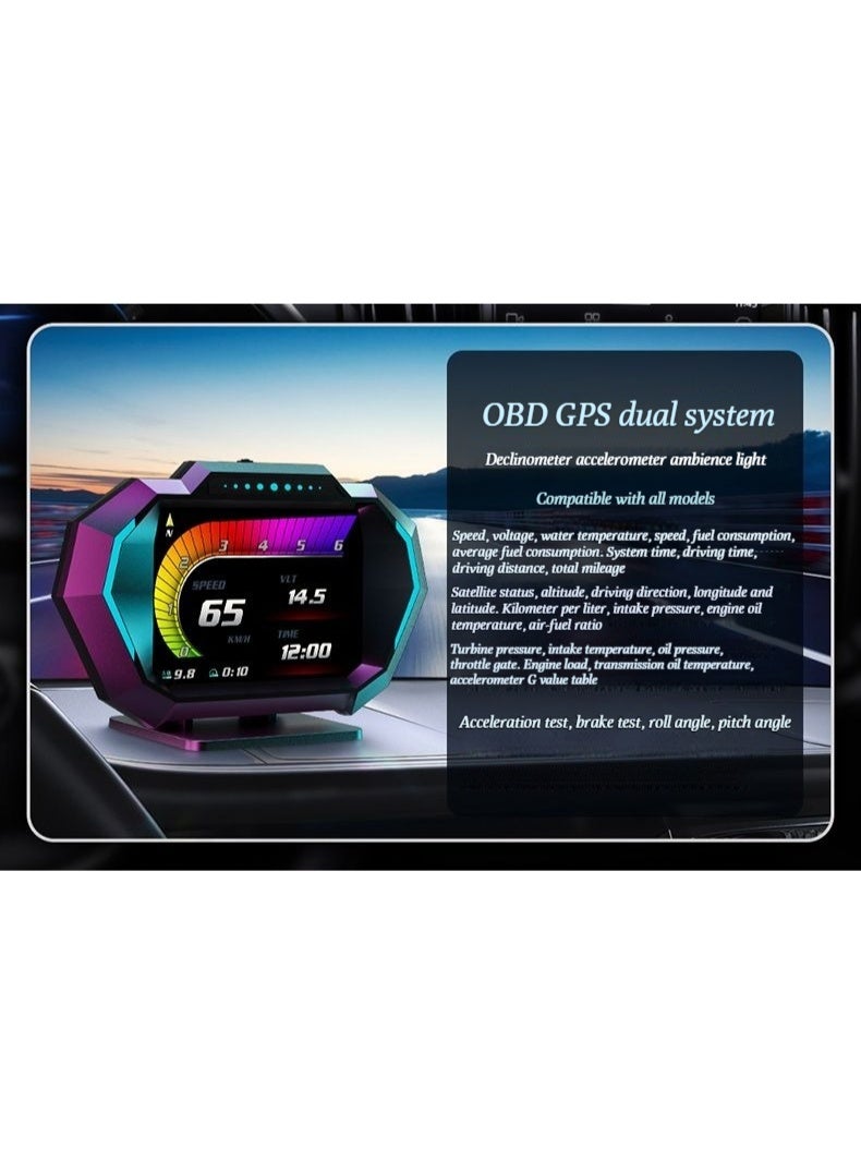 شاشة عرض HUD لرأس السيارة، أداة ذكية متعددة الوظائف داخل السيارة، شاشة عرض LCD عالية الوضوح العالمية، تعديل OBD. - Image 3